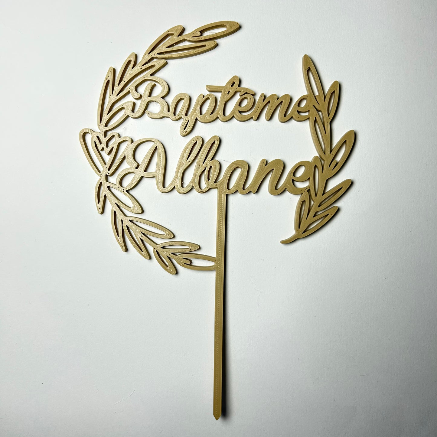 Cake topper pour gâteau de baptême personnalisé thème champêtre