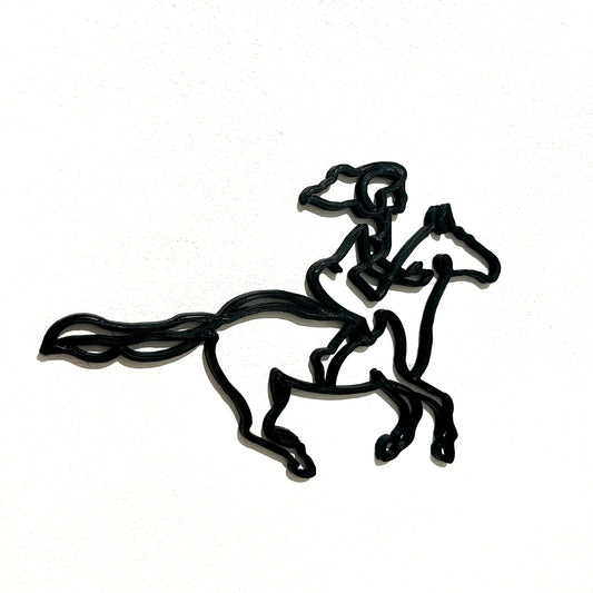 Décoration équitation illustration cheval et cavalier idée cadeau sur le thème du cheval date ou prénom à personnaliser choix de couleurs