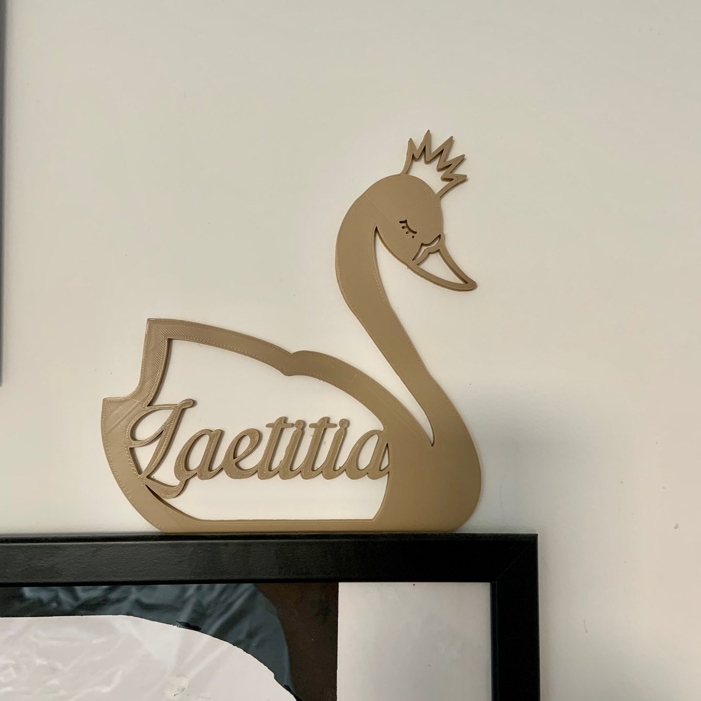 Plaque de porte Cygne avec prenom cadeau pour bebe personnalisable