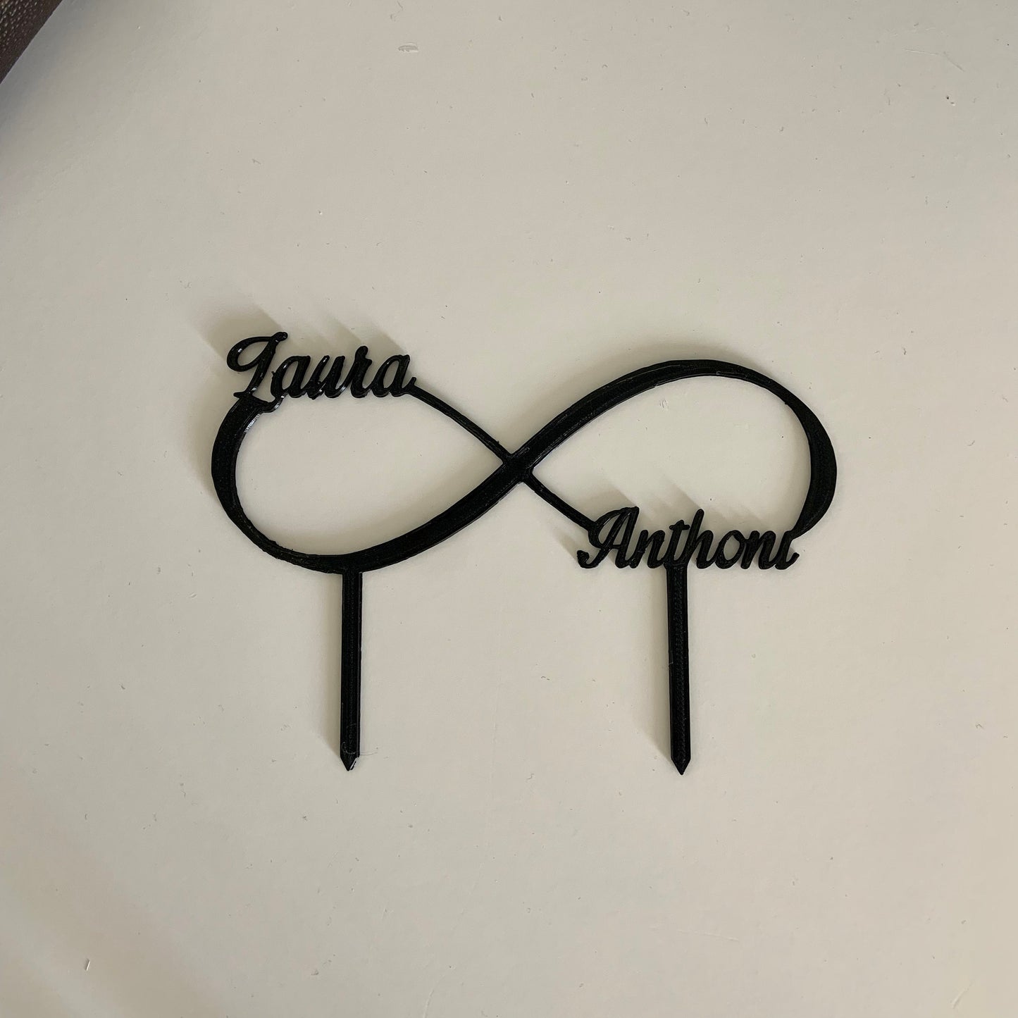 Cake topper mariage à personnaliser symbole infini décoration dessus de gâteau avec signe infini, prénoms pour gâteau de mariage