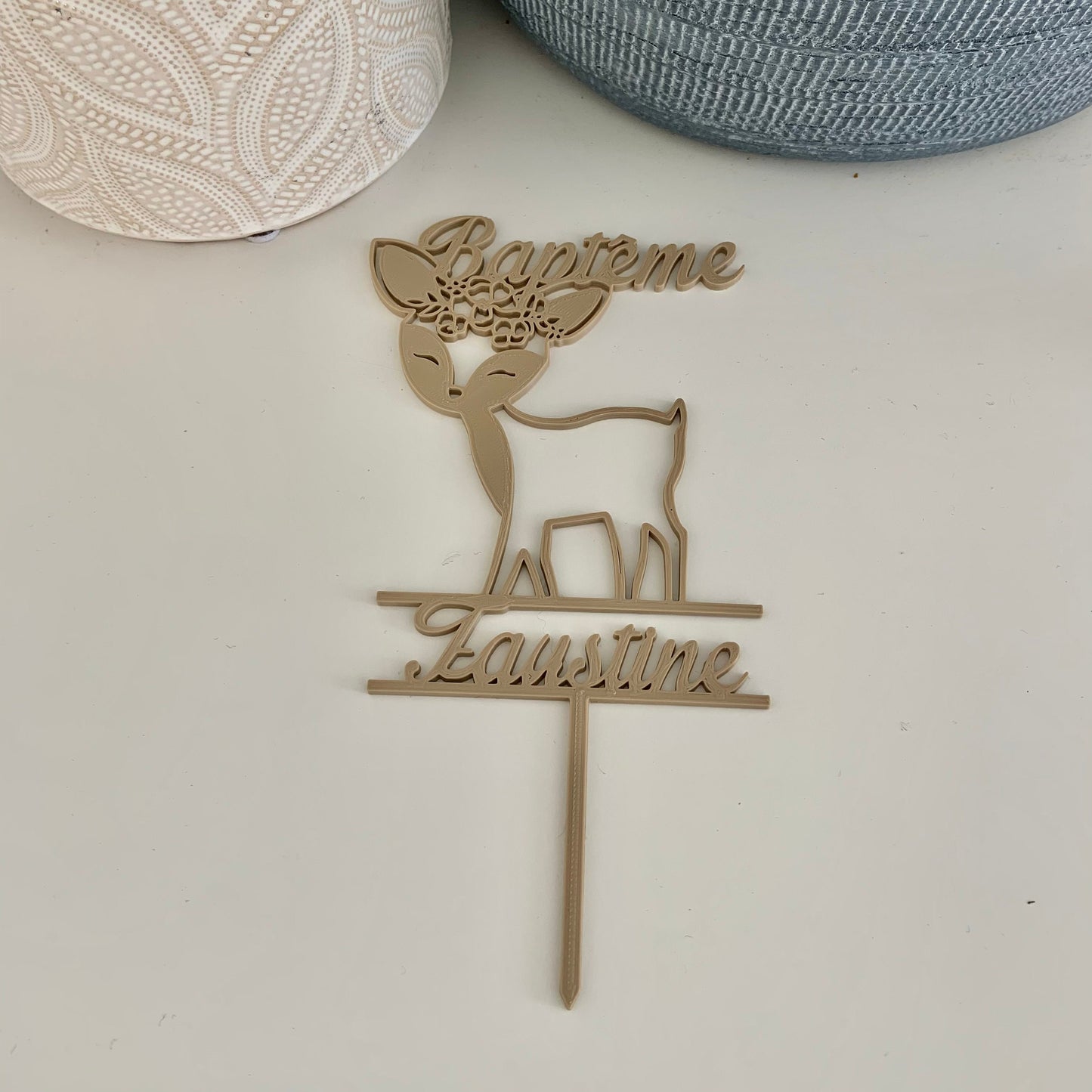 Cake topper personnalisé pour baptême