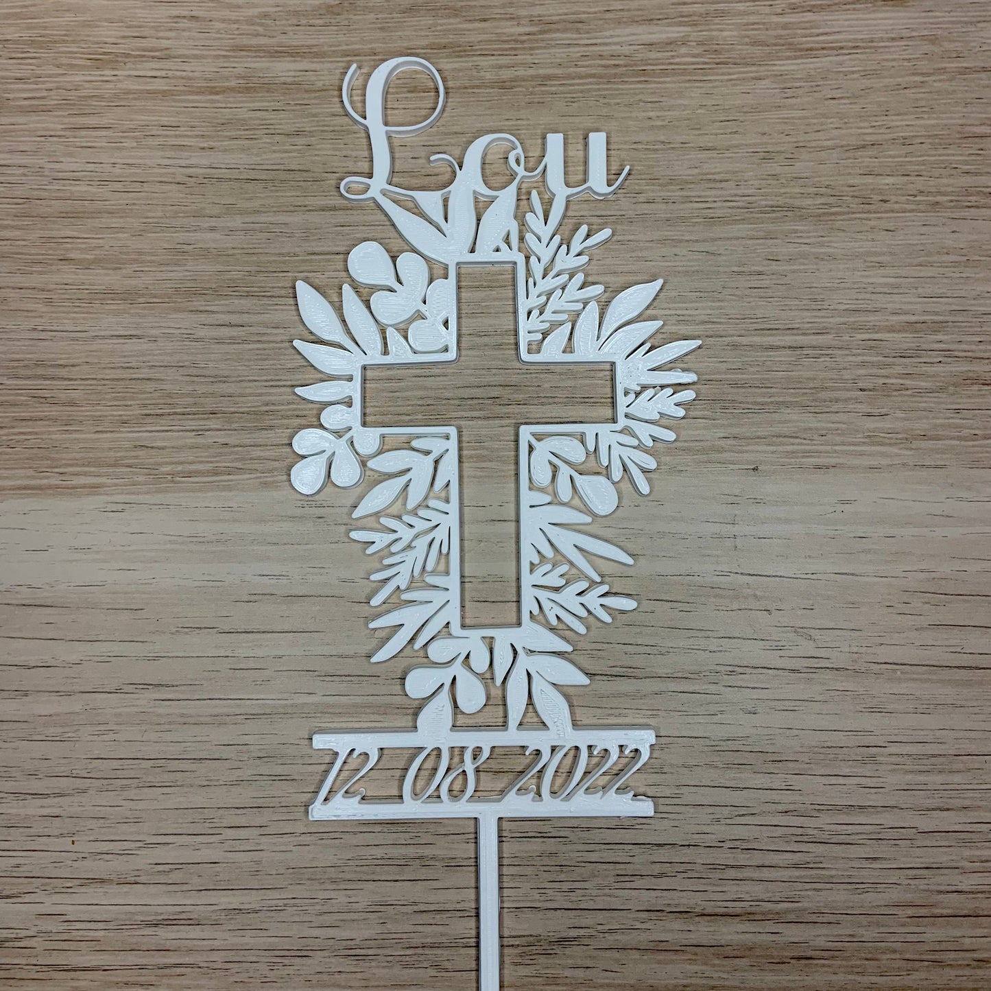 Cake topper pour gâteau de baptême personnalisé