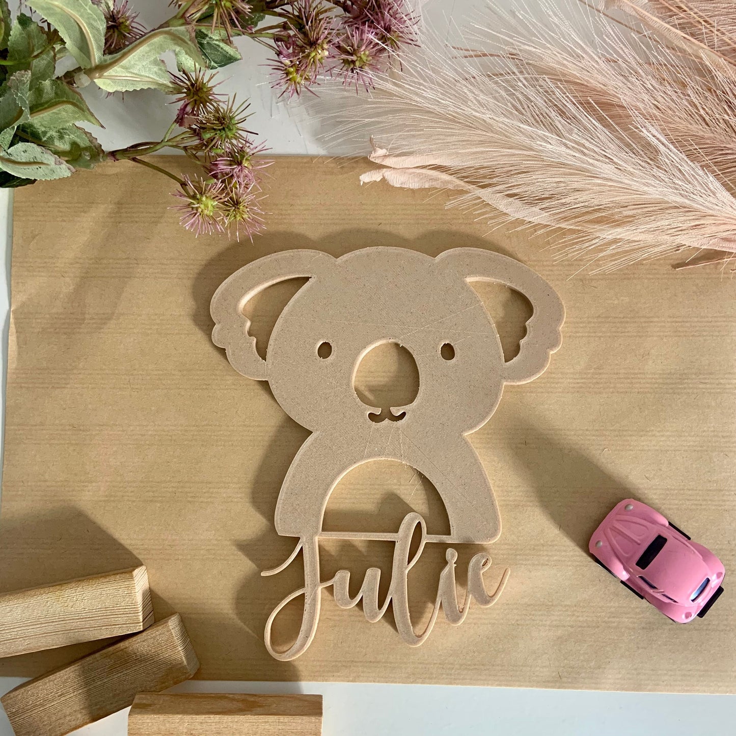 Koala pour décoration chambre enfant plaque avec prénom