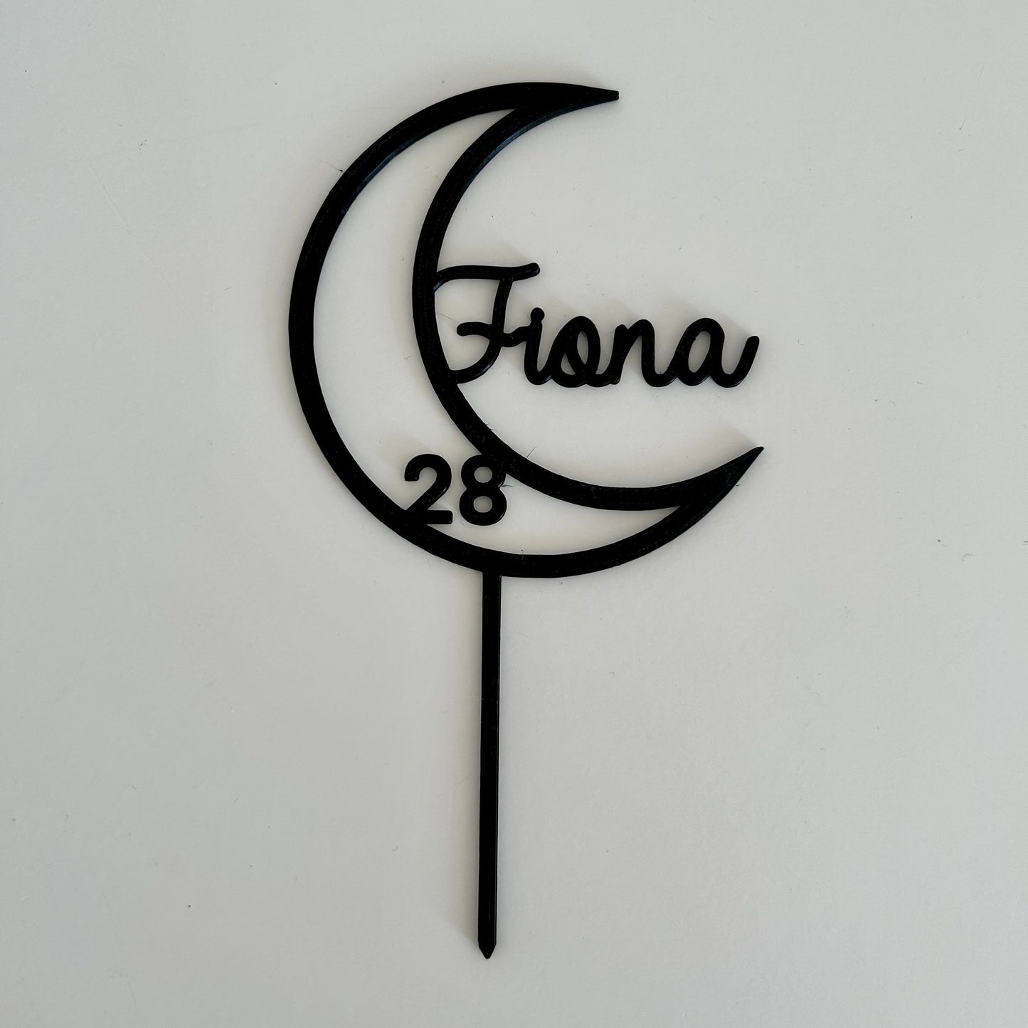 Cake topper lune anniversaire personnalisé pour gâteau