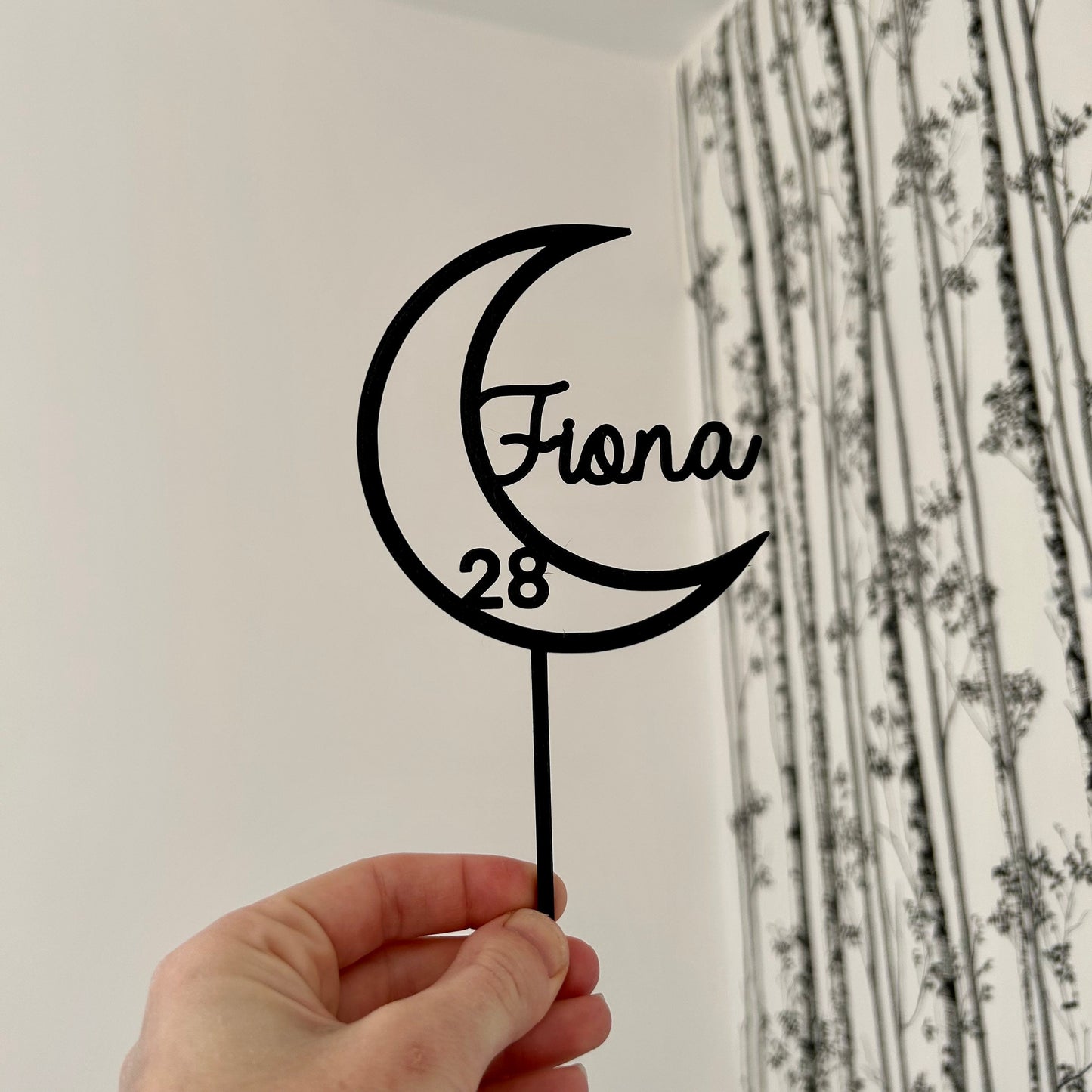 Cake topper lune anniversaire personnalisé pour gâteau