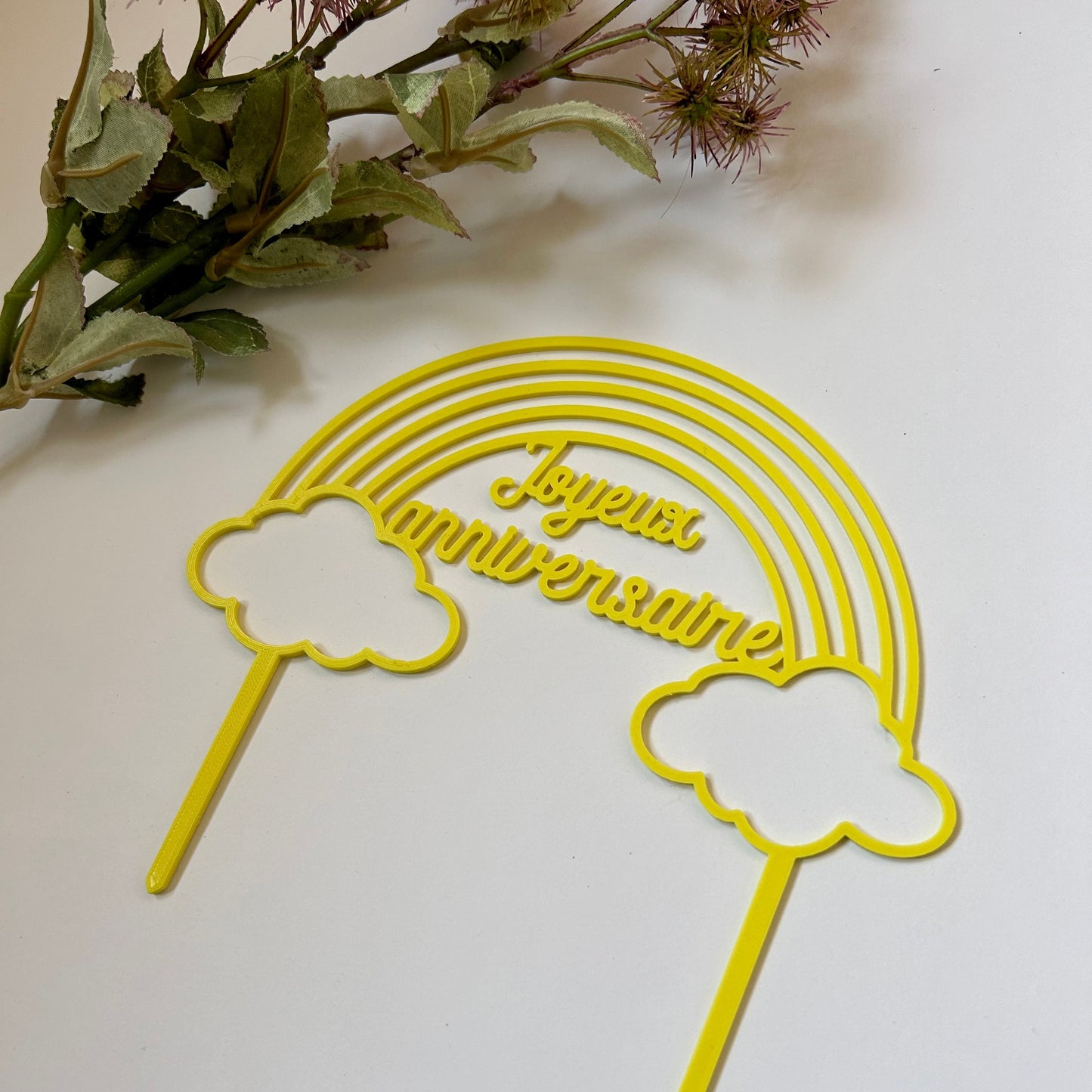 Cake topper personnalisé en forme d’arc en ciel pour anniversaire enfant décoration gâteau anniversaire