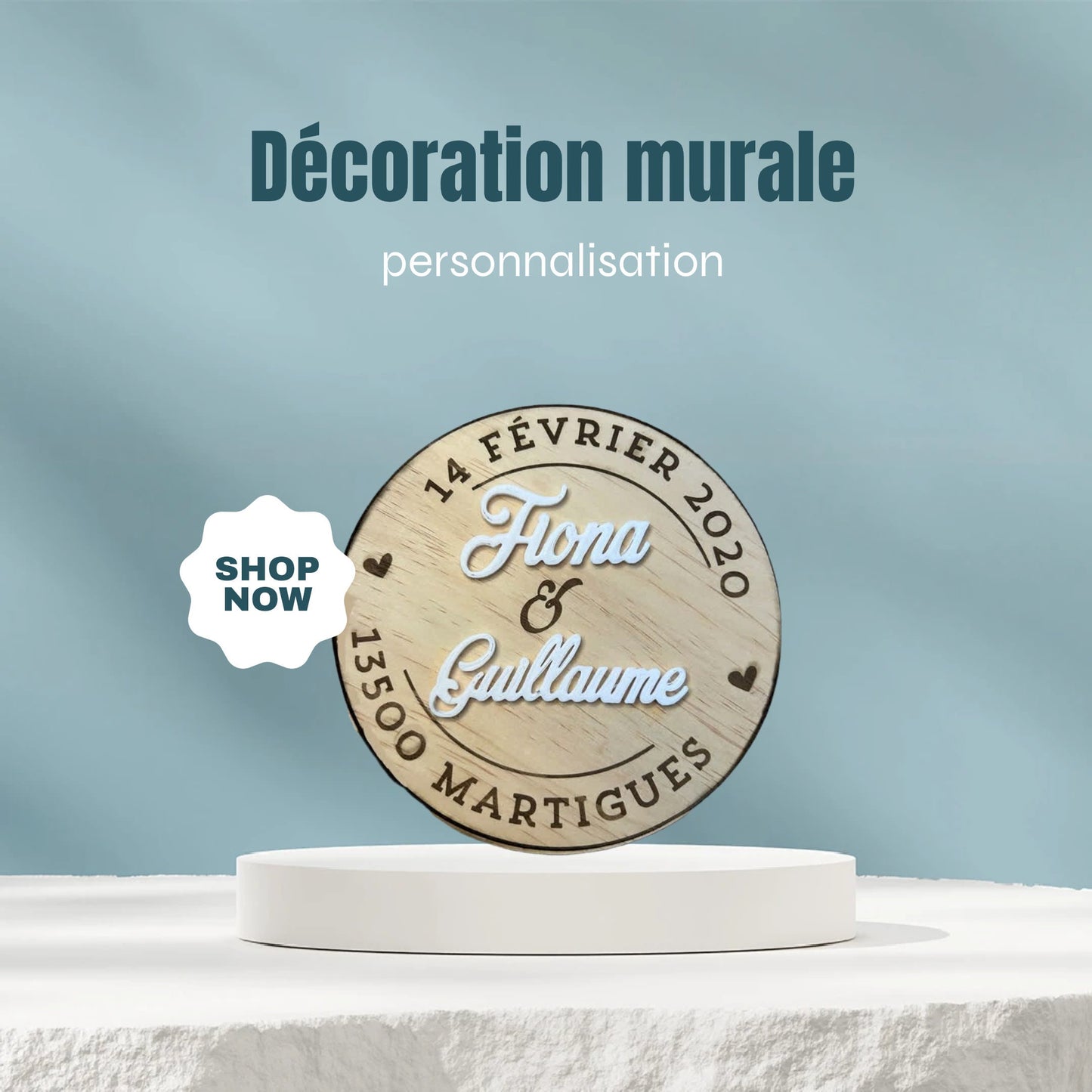 Décoration de couple idée cadeau romantique pour amoureux, enseigne ronde en bois à personnaliser, idée symbolique pour saint valentin